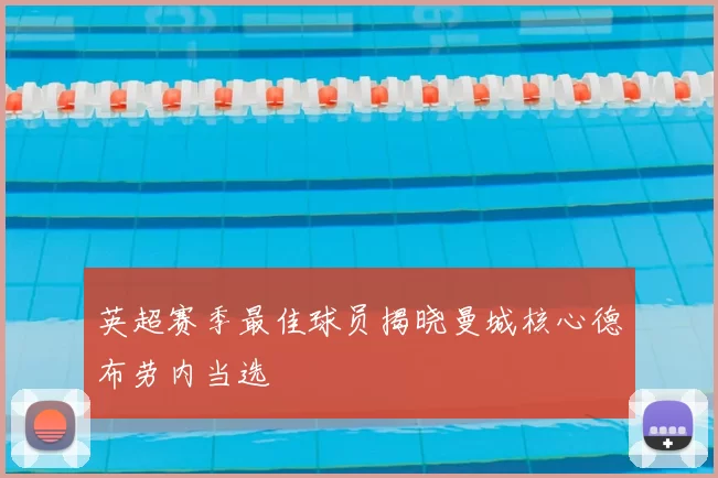 英超赛季最佳球员揭晓曼城核心德布劳内当选