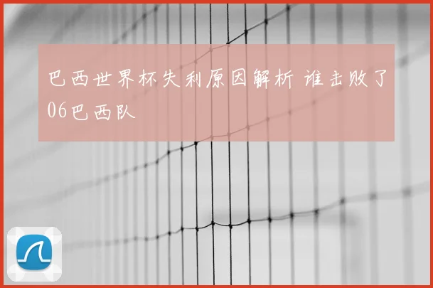 巴西世界杯失利原因解析 谁击败了06巴西队